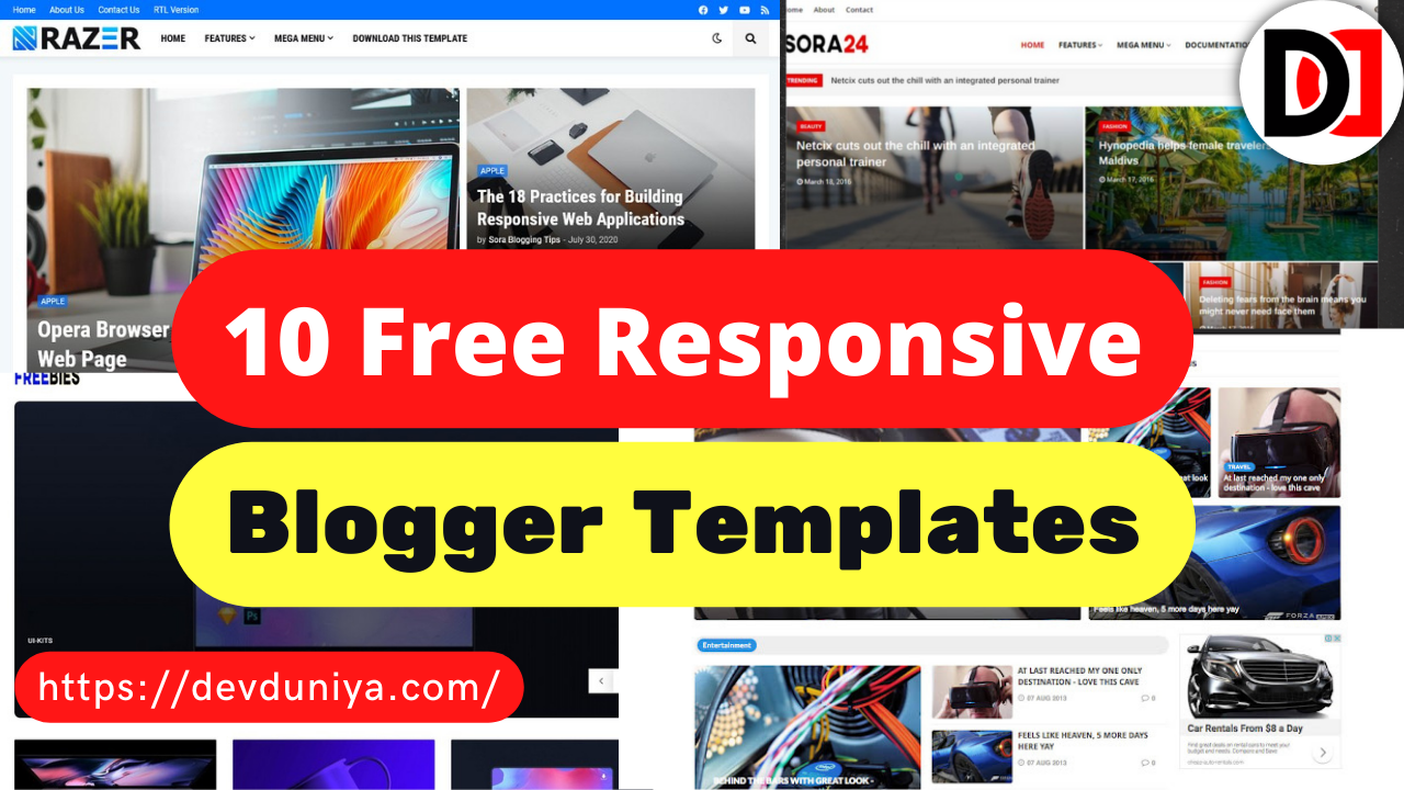10 Responsive Blogger Templates 2022 Free Download Best Free Responsive Blogger Templates 2022 - DevDuniya